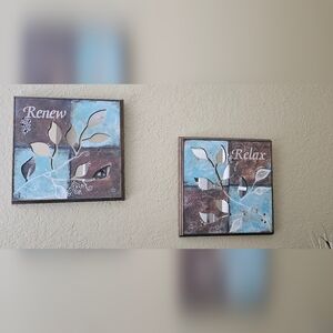 Brown & Aqua decor with drapes